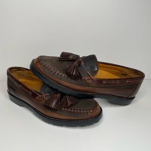 Cole Haan Mens 9 M Brown Cognac Leather Tassel Slip On Loafers Memory